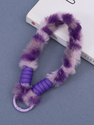 Autumn and winter leopard print plush rope phone lanyard